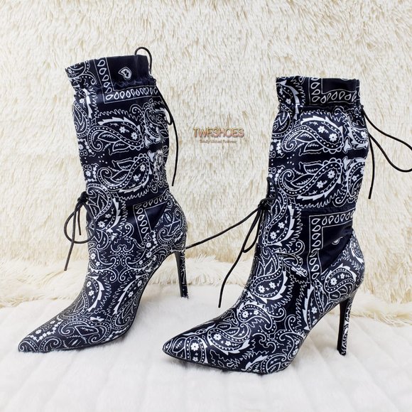 Madness Drawstring 4" Stiletto High Heel Mid Calf Boots - Picture 2 of 12